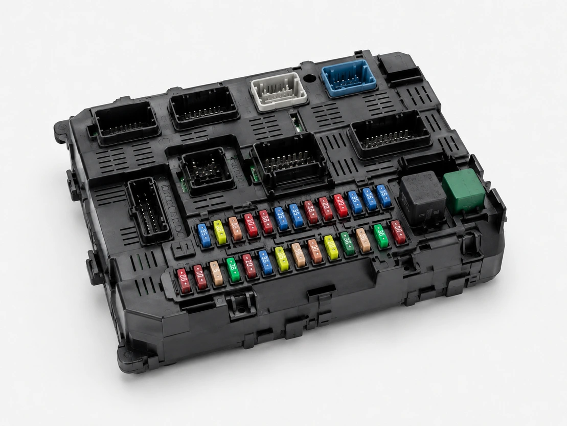 Body computer automotive su sfondo bianco